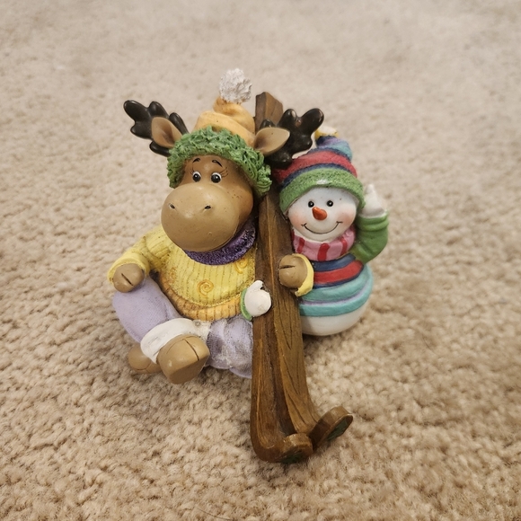 Home Interiors Stocking Holder Moose Reindeer Snowman Skis - Picture 1 of 6